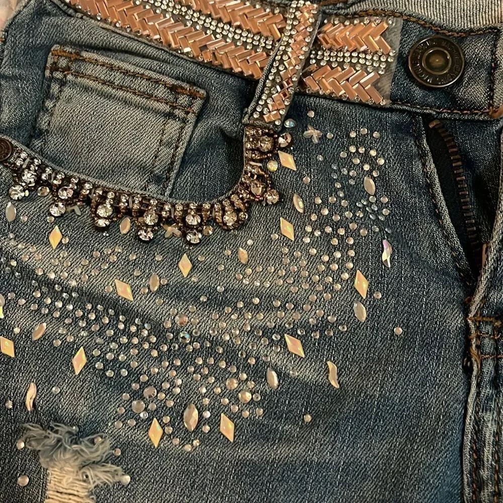 Machine Women's Blue Embellished Jeans - Picture 2 of 7